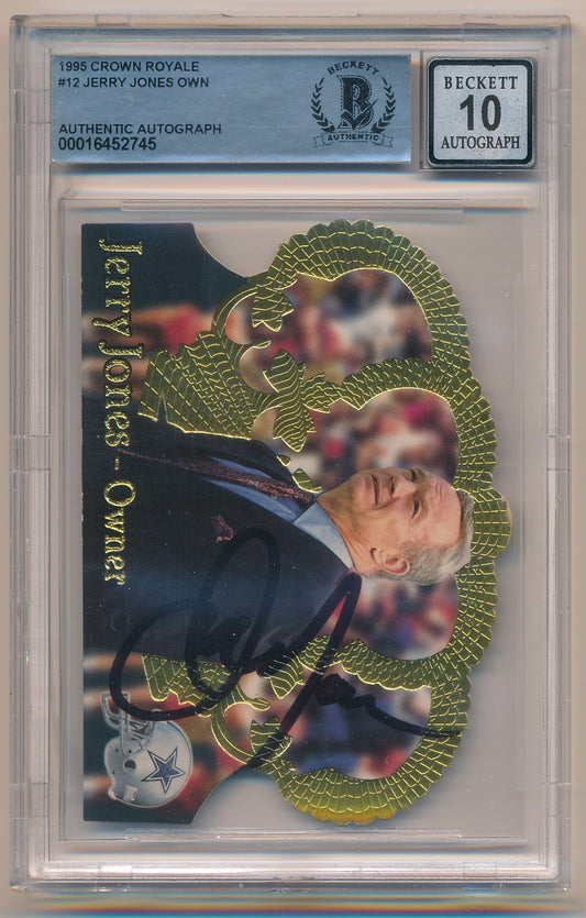 1995 CROWN ROYALE #12 JERRY JONES OWN AUTHENTIC AUTO BAS 10