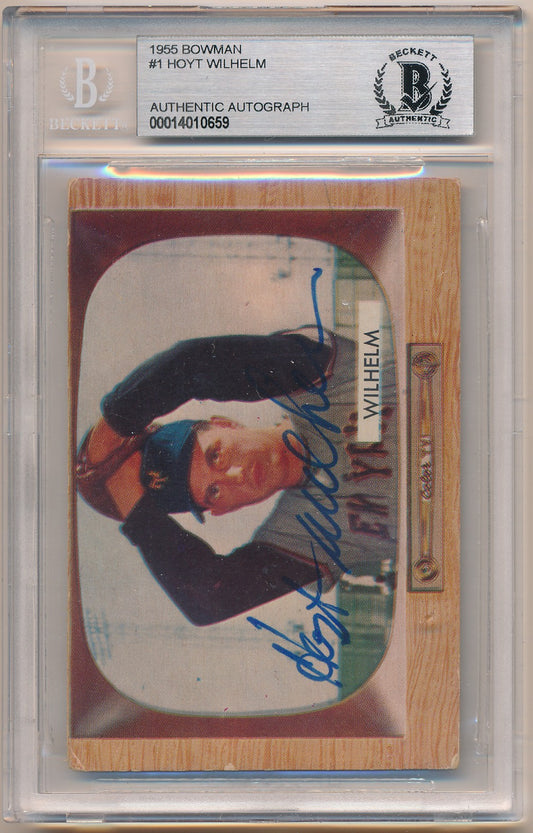 1955 BOWMAN #1 HOYT WILHELM AUTHENTIC AUTO