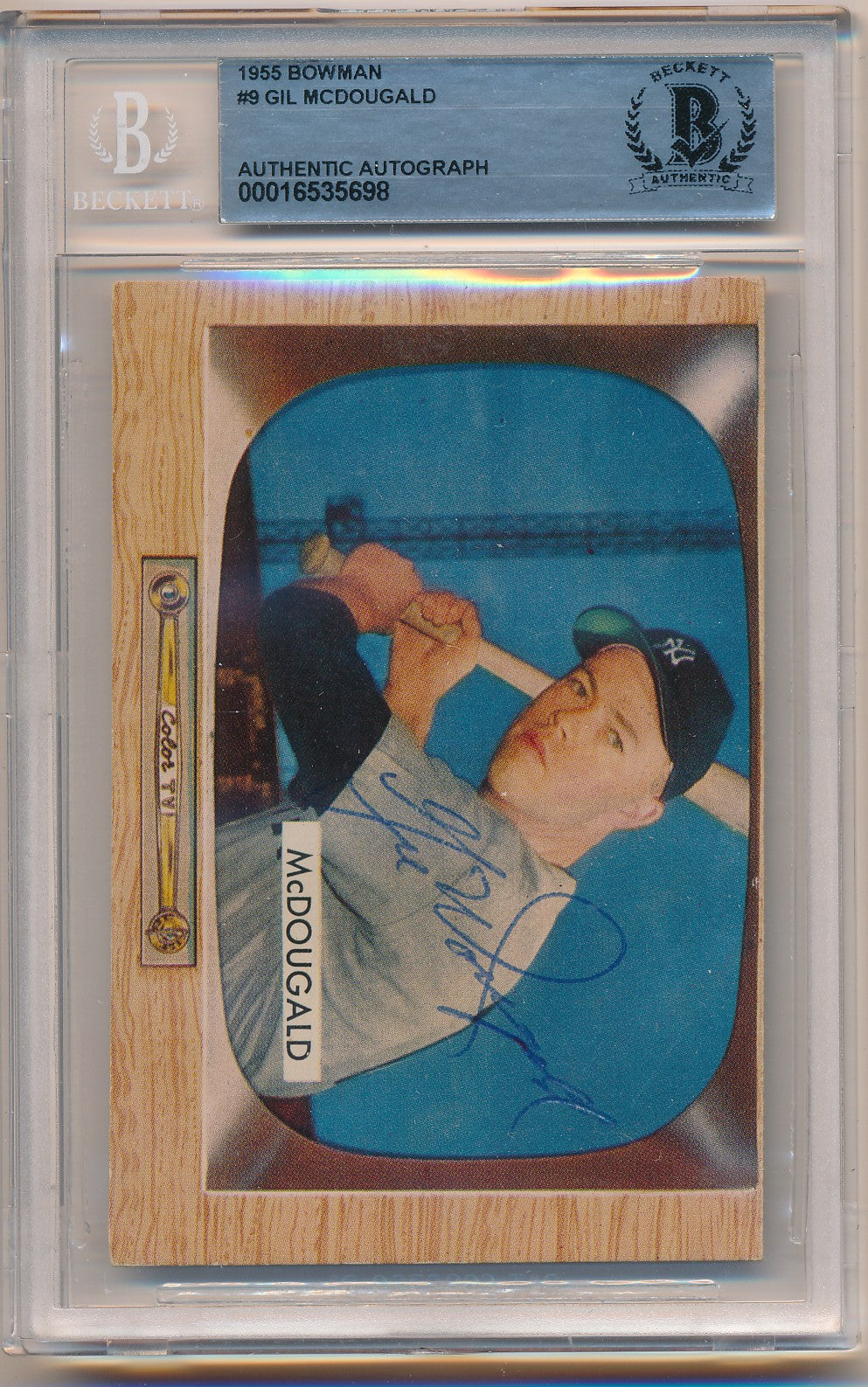 1955 BOWMAN #9 GIL MCDOUGALD AUTHENTIC AUTO BAS