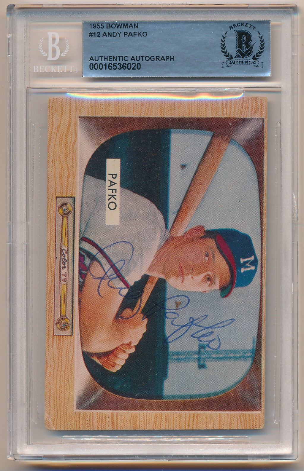 1955 BOWMAN #12 ANDY PAFKO AUTHENTIC AUTO