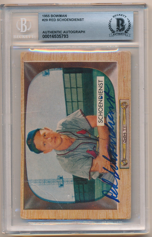 1955 BOWMAN #29 RED SCHOENDIENST AUTHENTIC AUTO BAS