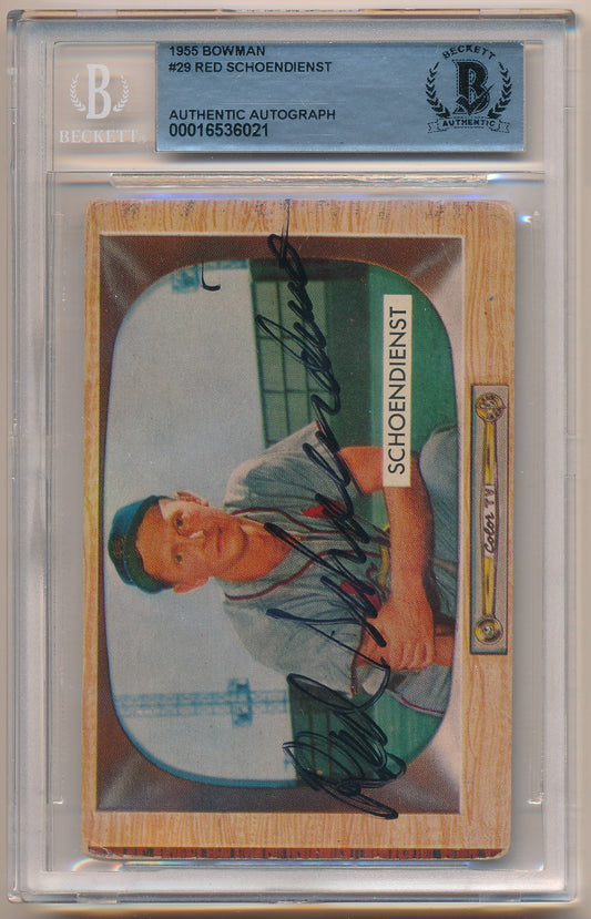 1955 BOWMAN #29 RED SCHOENDIENST AUTHENTIC AUTO BAS