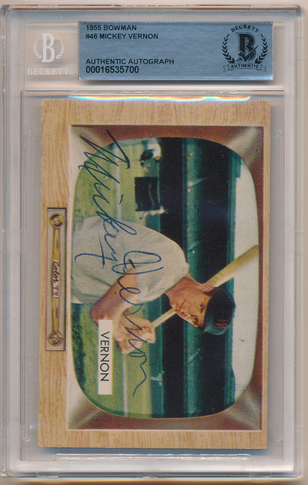 1955 BOWMAN #46 MICKEY VERNON AUTHENTIC AUTO BAS