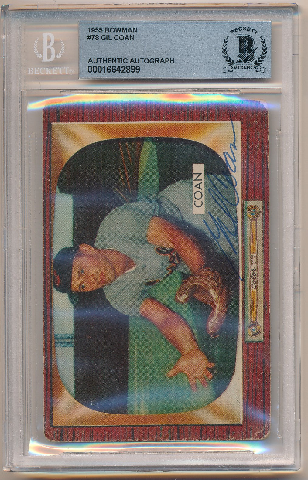 1955 BOWMAN #78 GIL COAN AUTHENTIC AUTO BAS