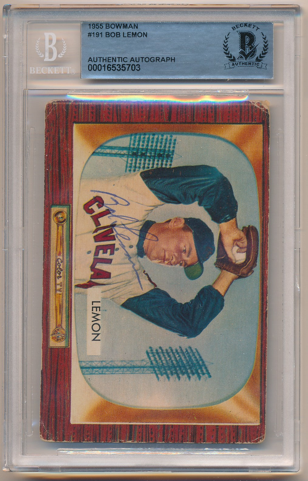 1955 BOWMAN #186 ALEX GRAMMAS AUTHENTIC AUTO BAS
