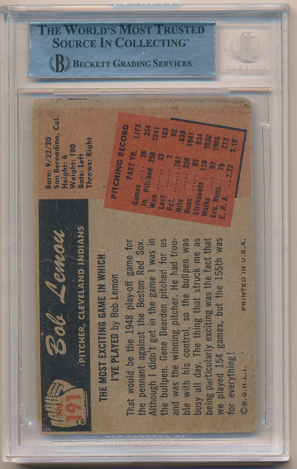 1955 BOWMAN #186 ALEX GRAMMAS AUTHENTIC AUTO BAS
