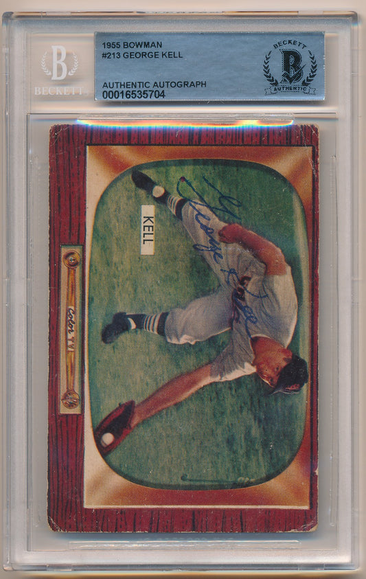 1955 BOWMAN #213 GEORGE KELL AUTHENTIC AUTO BAS