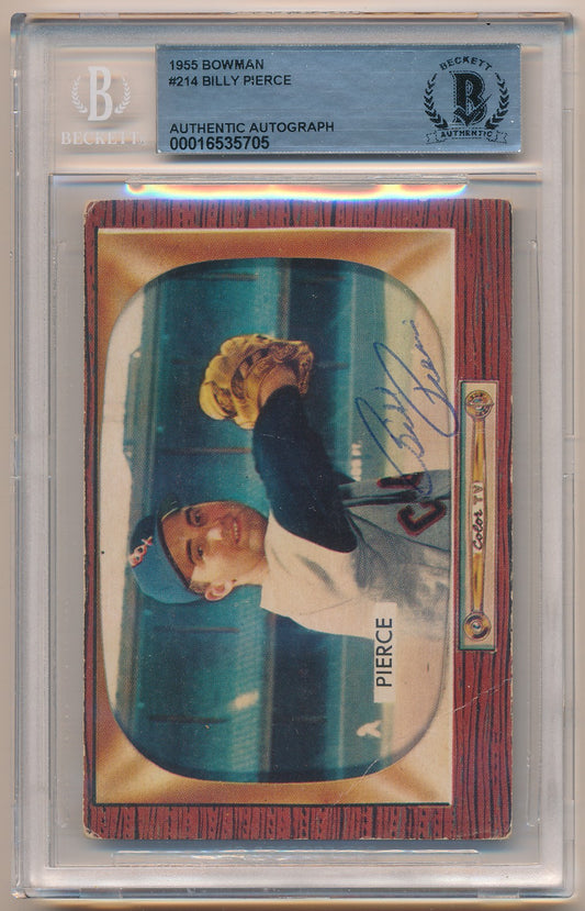 1955 BOWMAN #214 BILLY PIERCE AUTHENTIC AUTO BAS