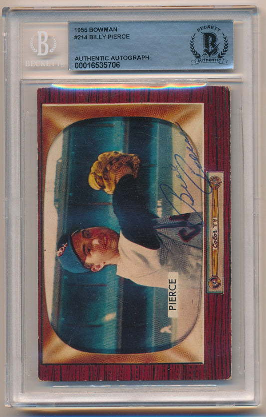 1955 BOWMAN #214 BILLY PIERCE AUTHENTIC AUTO BAS