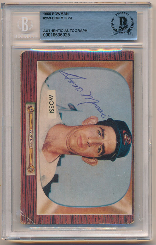 1955 BOWMAN #259 DON MOSSI AUTHENTIC AUTO BAS