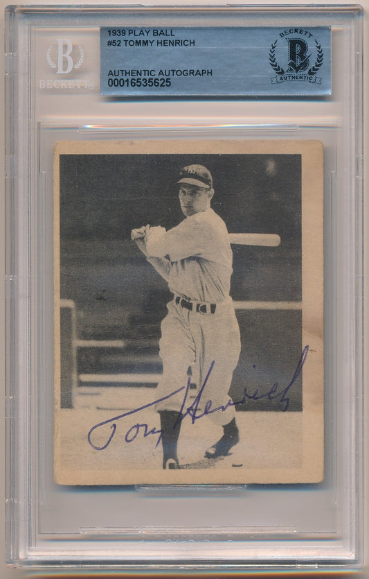 1955 BOWMAN #52 TOMMY HENRICH AUTHENTIC AUTO BAS