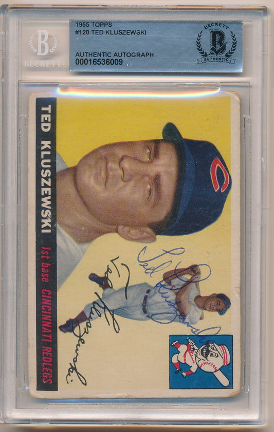 1955 TOPPS #120 TED KLUSZEWSKI AUTHENTIC AUTO BAS