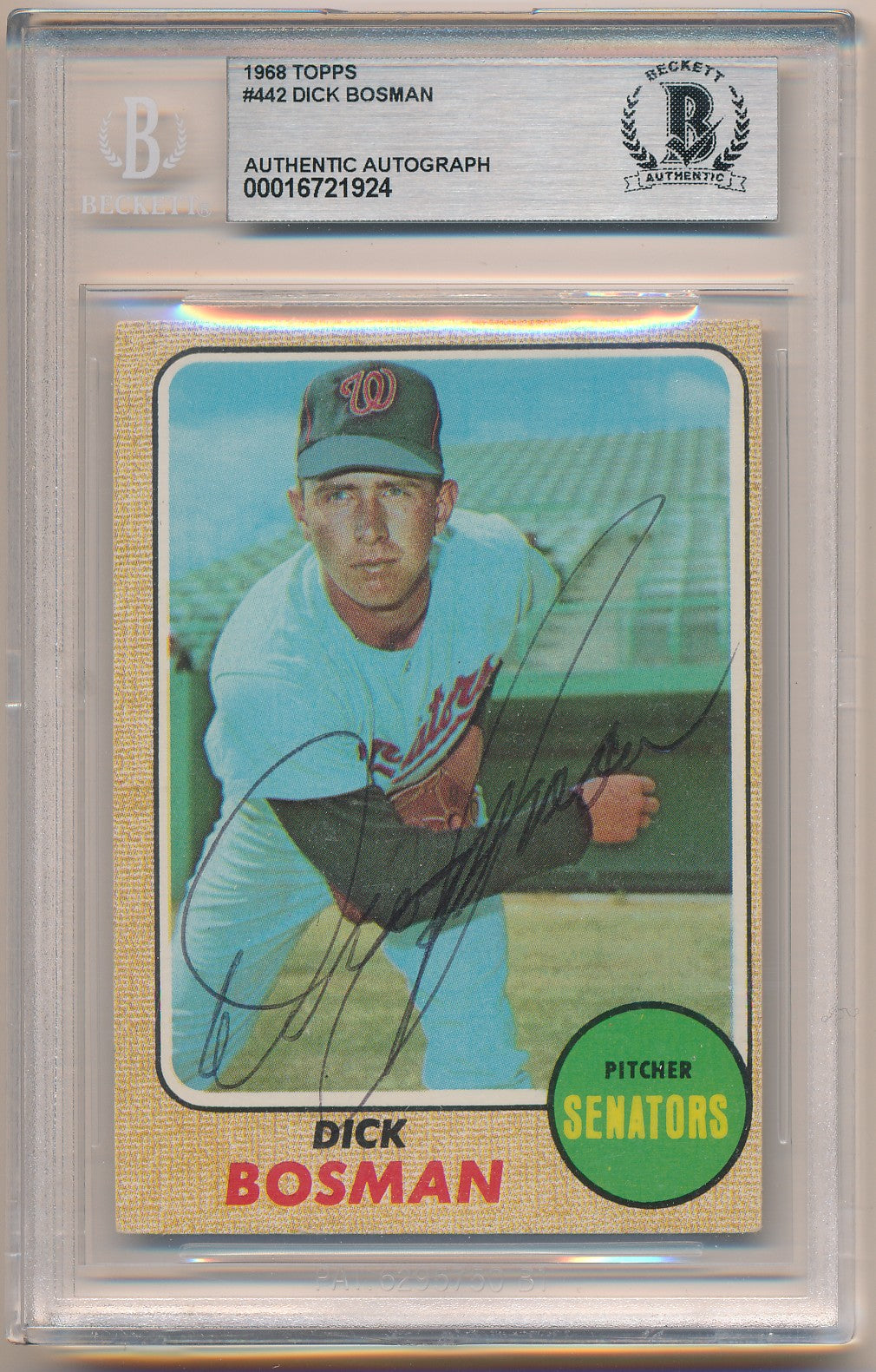 1968 TOPPS #442 DICK BOSMAN AUTHENTIC AUTO BAS