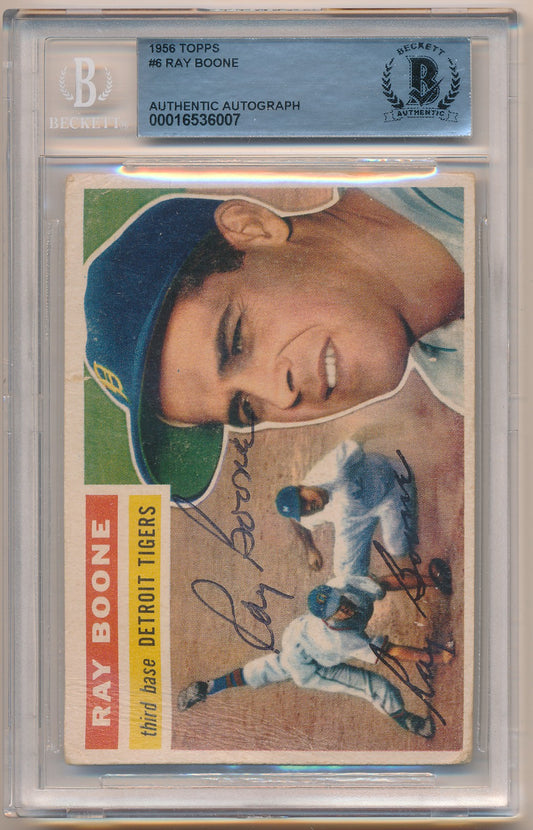 1956 TOPPS #6 RAY BOONE AUTHENTIC AUTO BAS