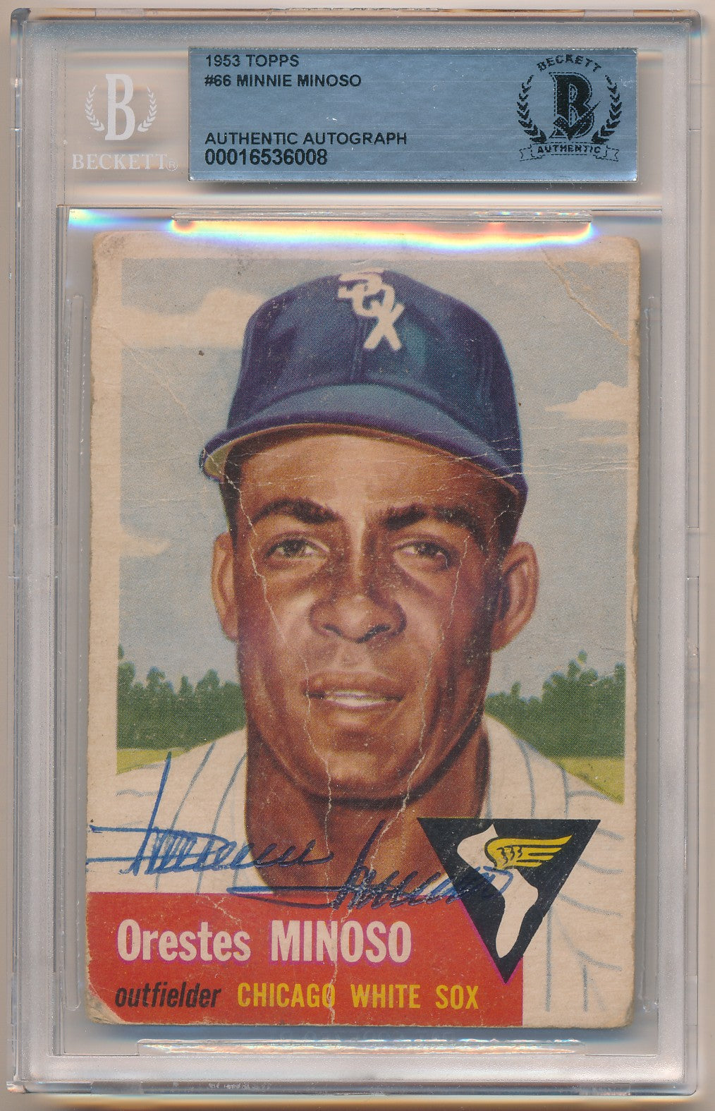 1953 TOPPS #66 MINNIE MINOSO AUTHENTIC AUTO BAS
