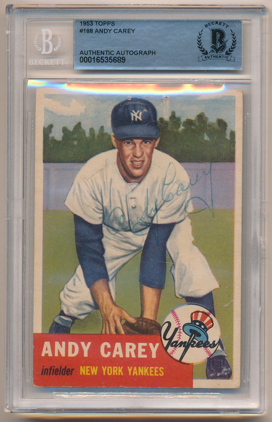 1953 TOPPS #188 ANDY CAREY AUTHENTIC AUTO BAS