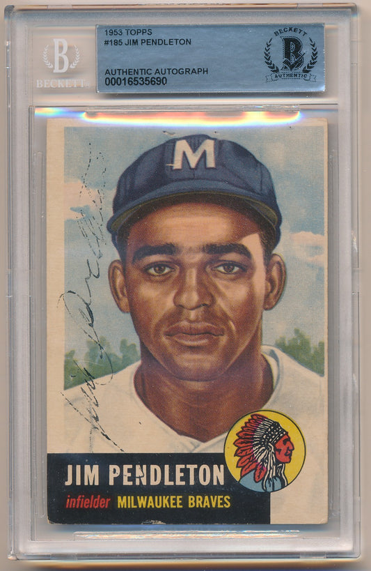 1953 TOPPS #185 JIM PENDLETON AUTHENTIC AUTO BAS