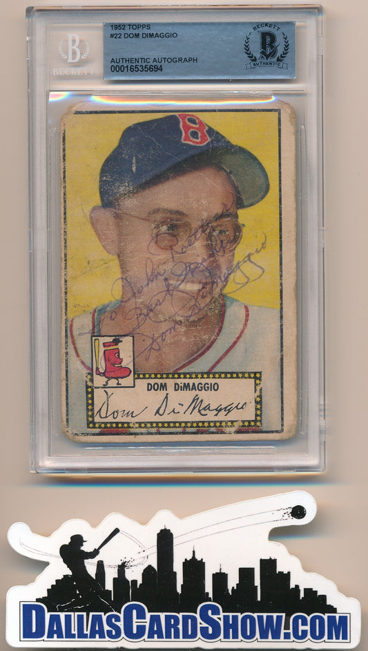 1952 TOPPS #22 DOM DIMAGGIO AUTHENTIC AUTO BAS