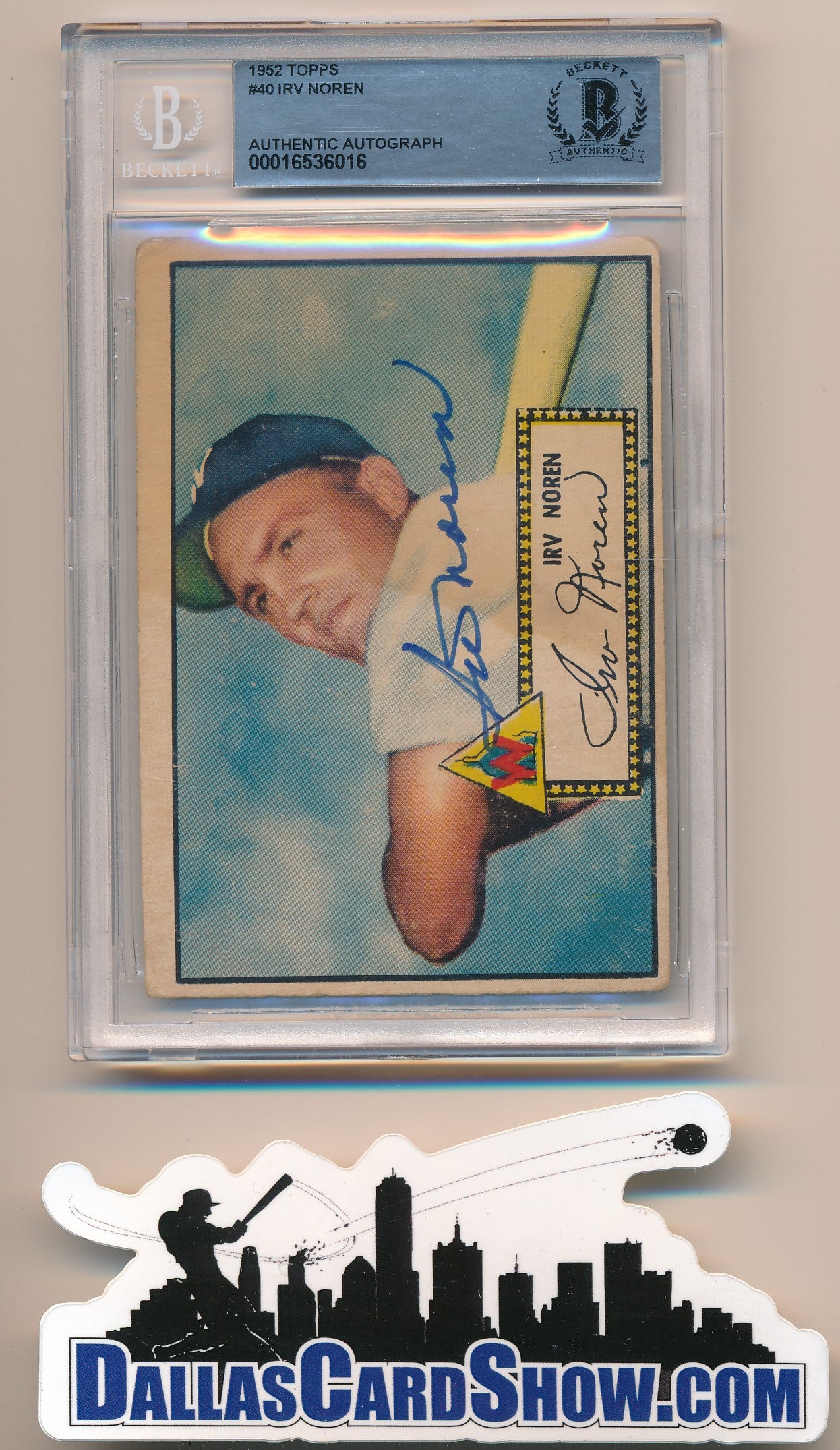 1952 TOPPS #40 IRV NOREN AUTHENTIC AUTO BAS
