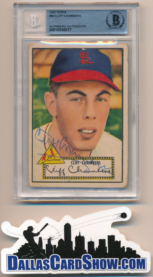 1952 TOPPS #69 CLIFF CHAMBERS AUTHENTIC AUTO BAS