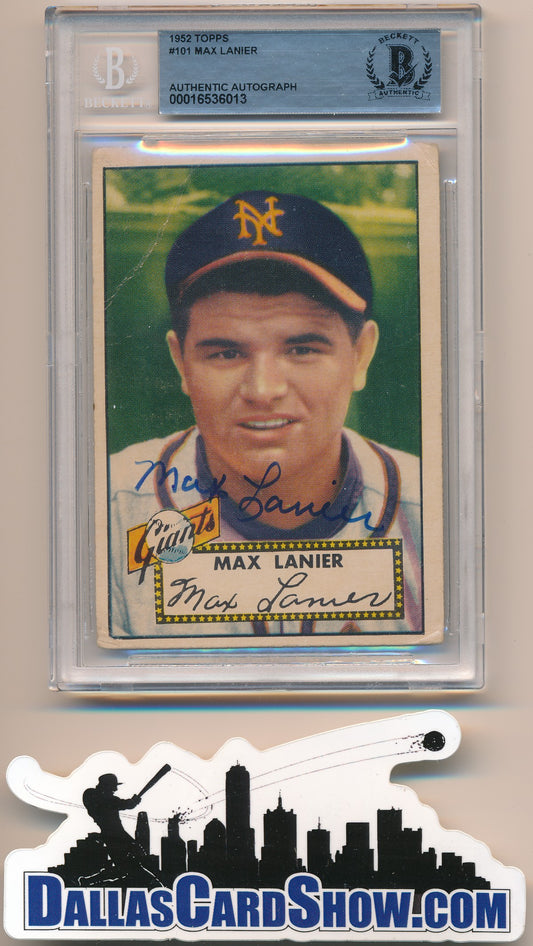 1952 TOPPS #101 MAX LANIER AUTHENTIC AUTO BAS