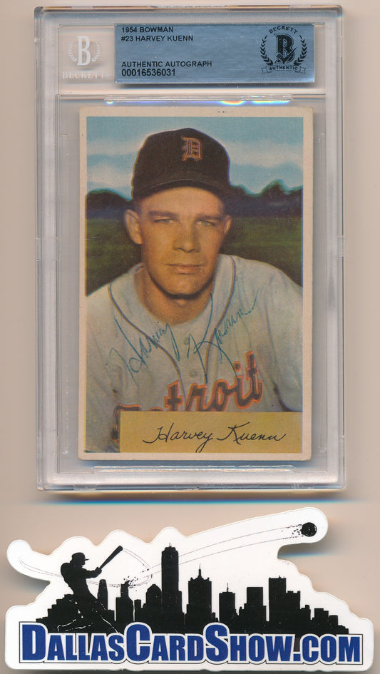 1954 BOWMAN #23 HARVEY KUENN AUTHENTIC BGS AUTO
