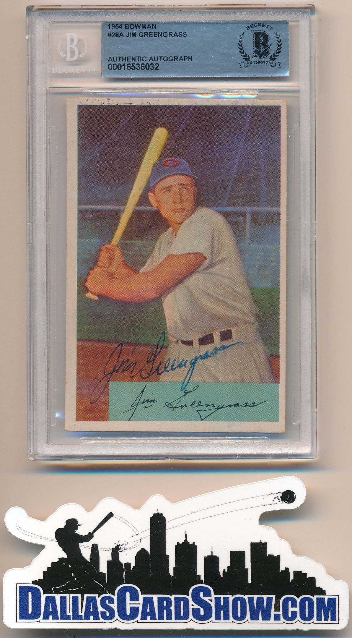 1954 BOWMAN #28A JIM GREENGRASS AUTHENTIC BGS AUTO