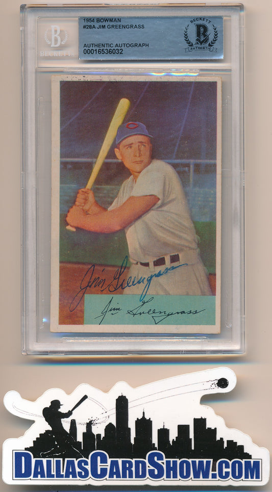 1954 BOWMAN #28A JIM GREENGRASS AUTHENTIC BGS AUTO