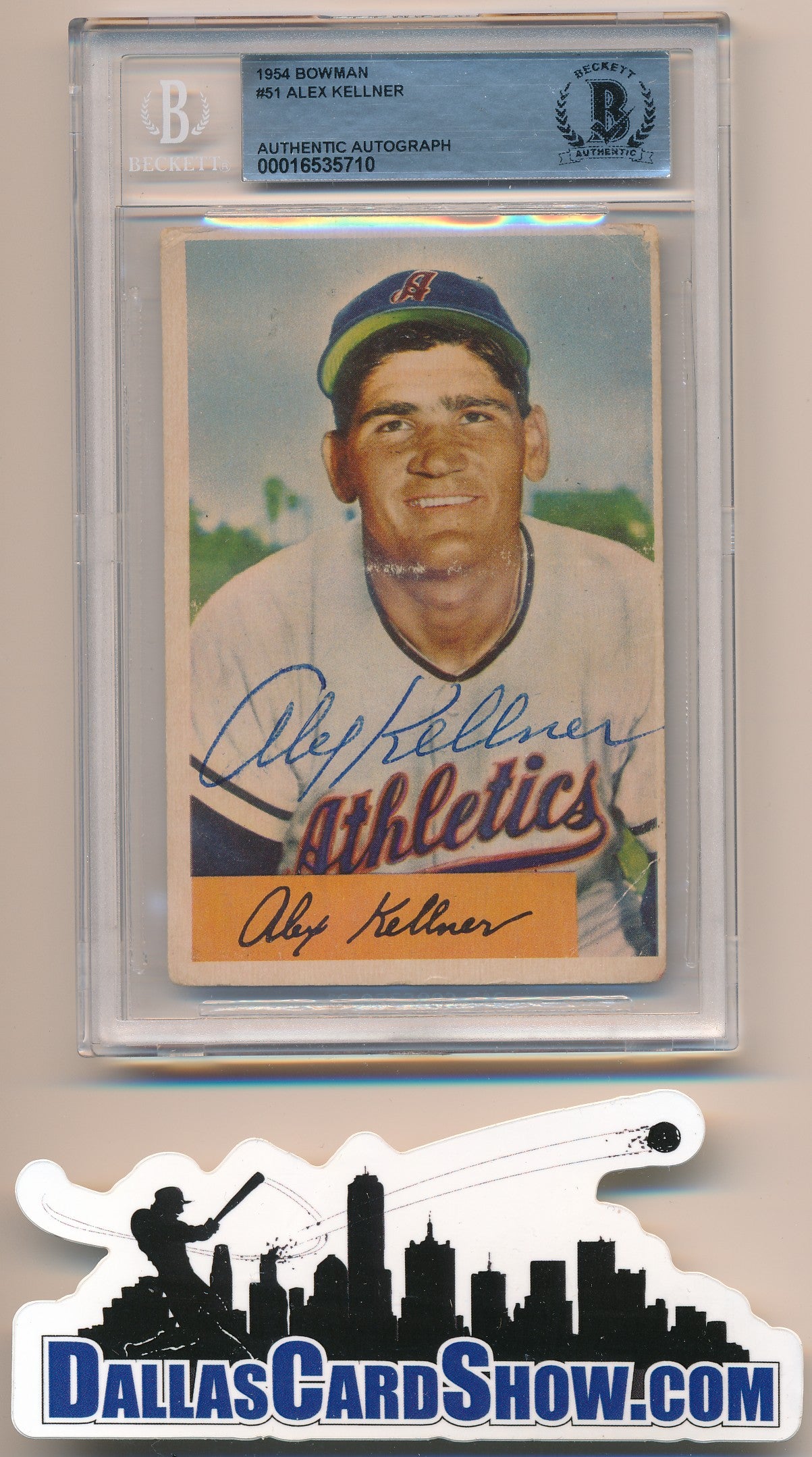 1954 BOWMAN #51 ALEX KELLNER AUTHENTIC BGS AUTO