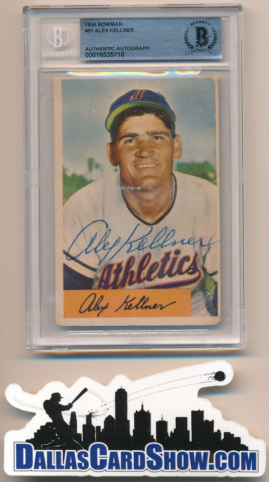 1954 BOWMAN #51 ALEX KELLNER AUTHENTIC BGS AUTO