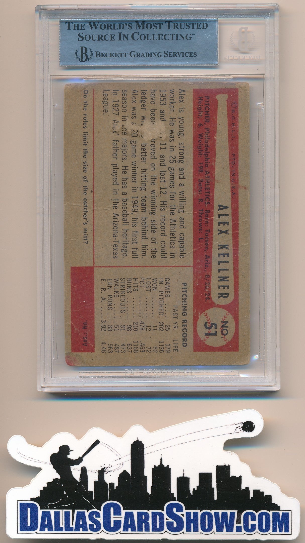 1954 BOWMAN #51 ALEX KELLNER AUTHENTIC BGS AUTO