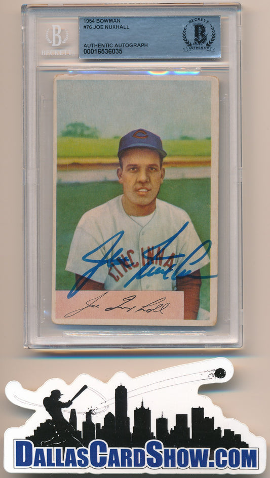 1954 BOWMAN #76 JOE NUXHALL AUTHENTIC BGS AUTO