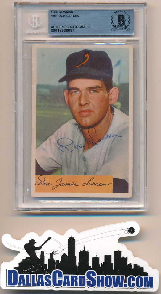 1954 BOWMAN #101 DON LARSEN AUTHENTIC BGS AUTO