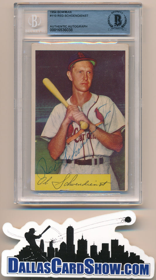 1954 BOWMAN #110 RED SCHOENDIENST AUTHENTIC BGS AUTO