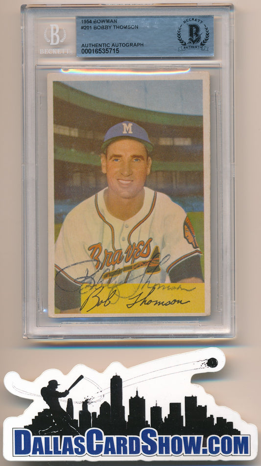 1954 BOWMAN #201 BOBBY THOMSON AUTHENTIC BGS AUTO