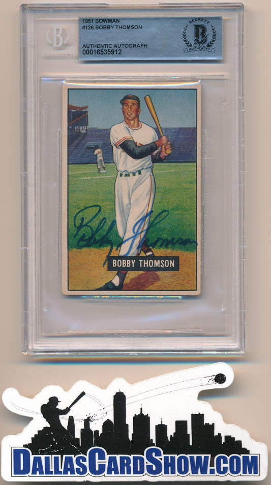 1951 BOWMAN #126 BOBBY THOMSON AUTHENTIC BGS AUTO