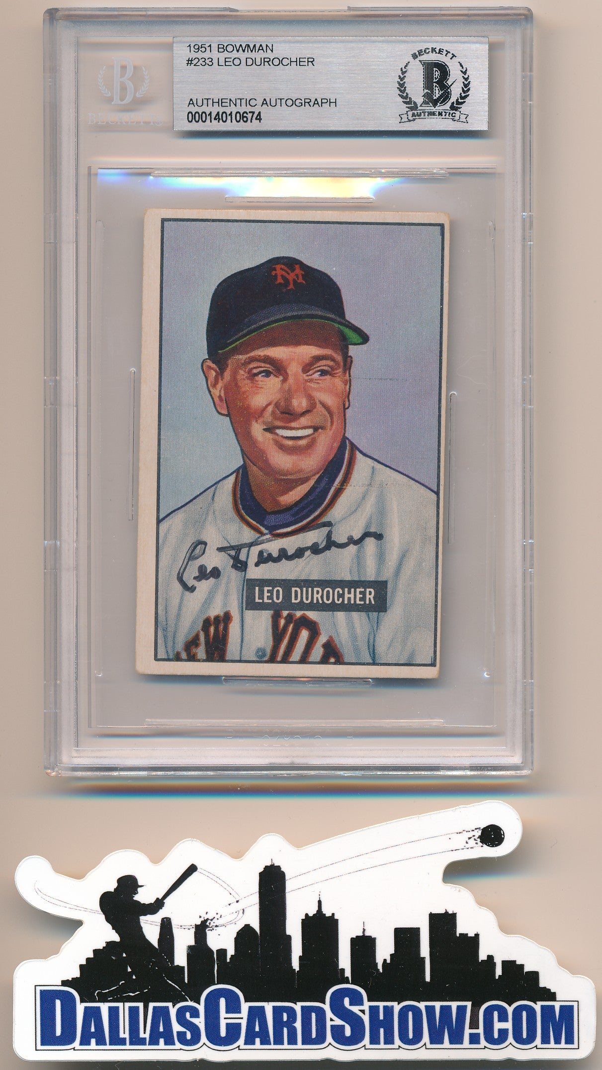 1951 BOWMAN #233 LEO DUROCHER AUTHENTIC BGS AUTO