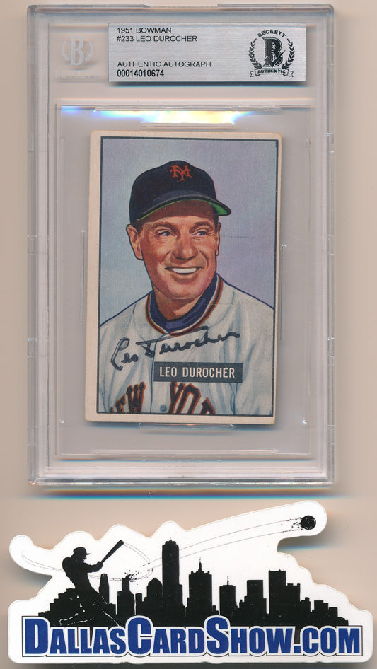 1951 BOWMAN #233 LEO DUROCHER AUTHENTIC BGS AUTO