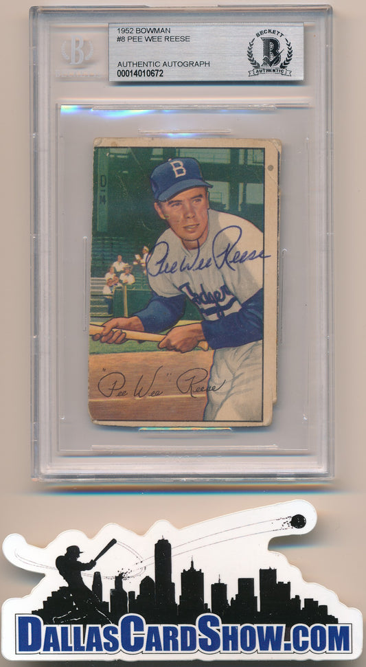 1952 BOWMAN #8 PEE WEE REESE AUTHENTIC BGS AUTO