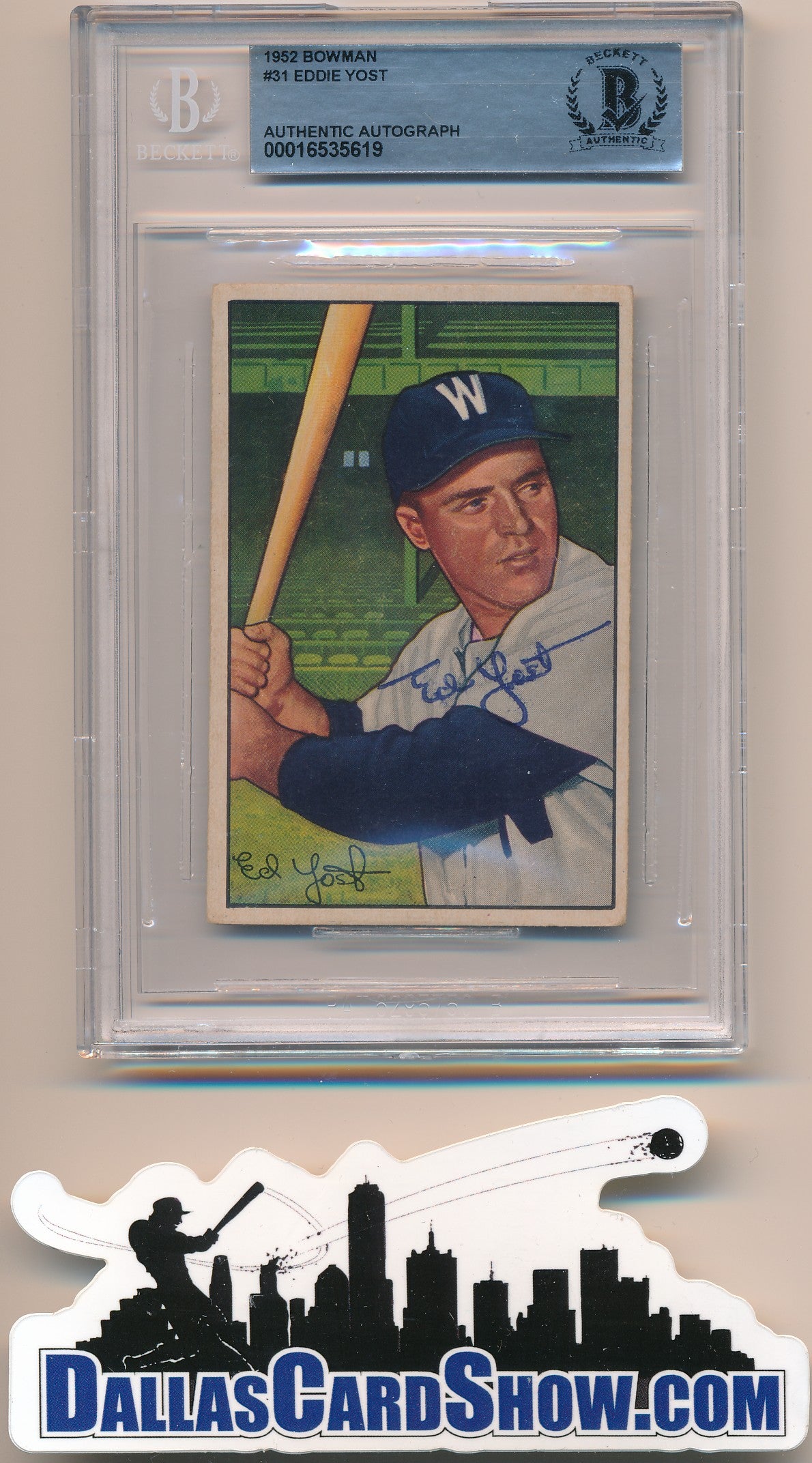 1952 BOWMAN #831 EDDIE YOST AUTHENTIC BGS AUTO