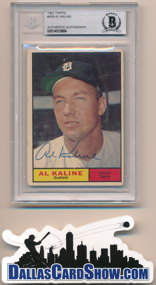 1961 TOPPS #429 AL KALINE AUTHENTIC BGS AUTO