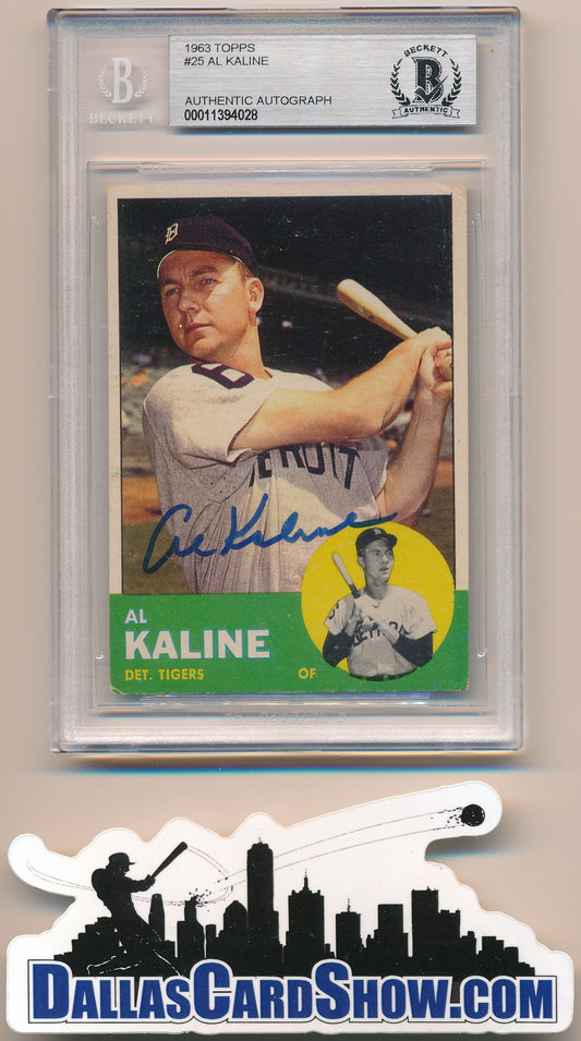 1963 TOPPS #25 AL KALINE AUTHENTIC BGS AUTO