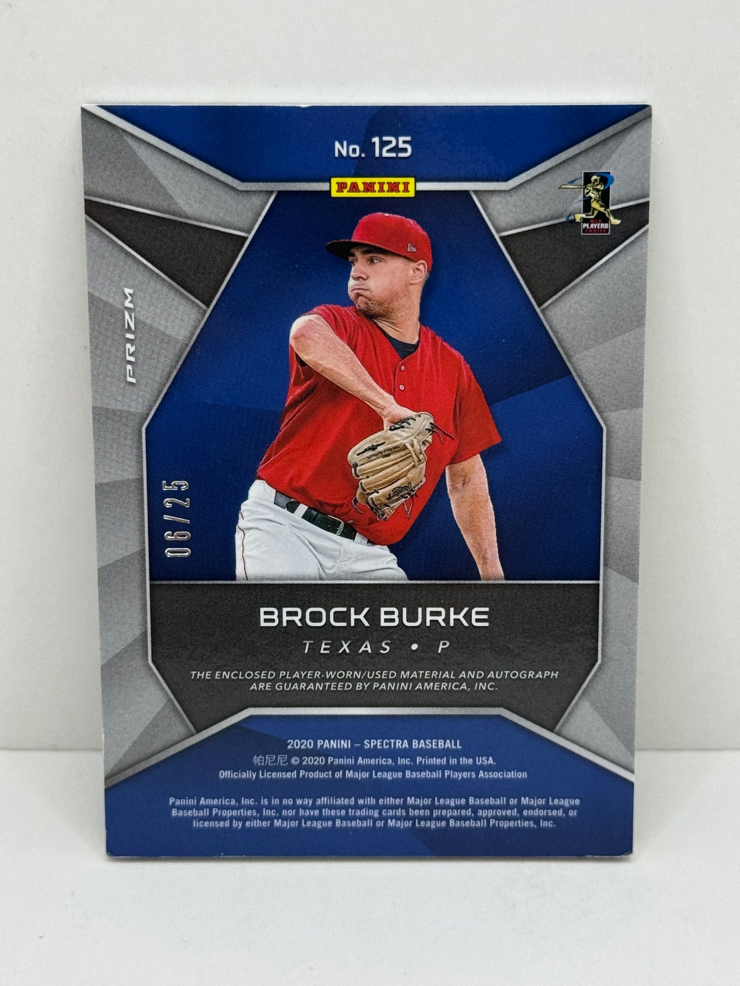 2020 Spectra Brock Burke Rookie Patch Auto RPA RC #/25