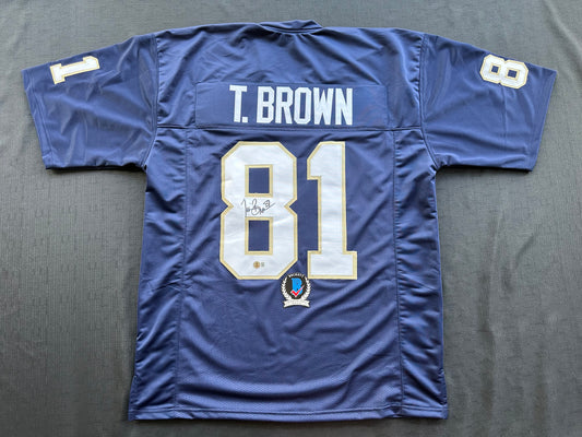TIM BROWN NOTRE DAME FIGHTING IRISH SIGNED JERSEY XL Raiders Bucs BAS COA