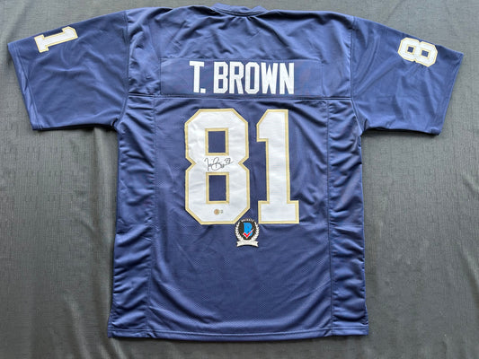 TIM BROWN NOTRE DAME FIGHTING IRISH SIGNED JERSEY XL Raiders Bucs BAS COA