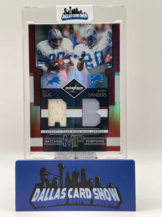 2006 Leaf Limited #M-2 Barry Sanders/Billy Sims Matching Positions Prime Jersey /25