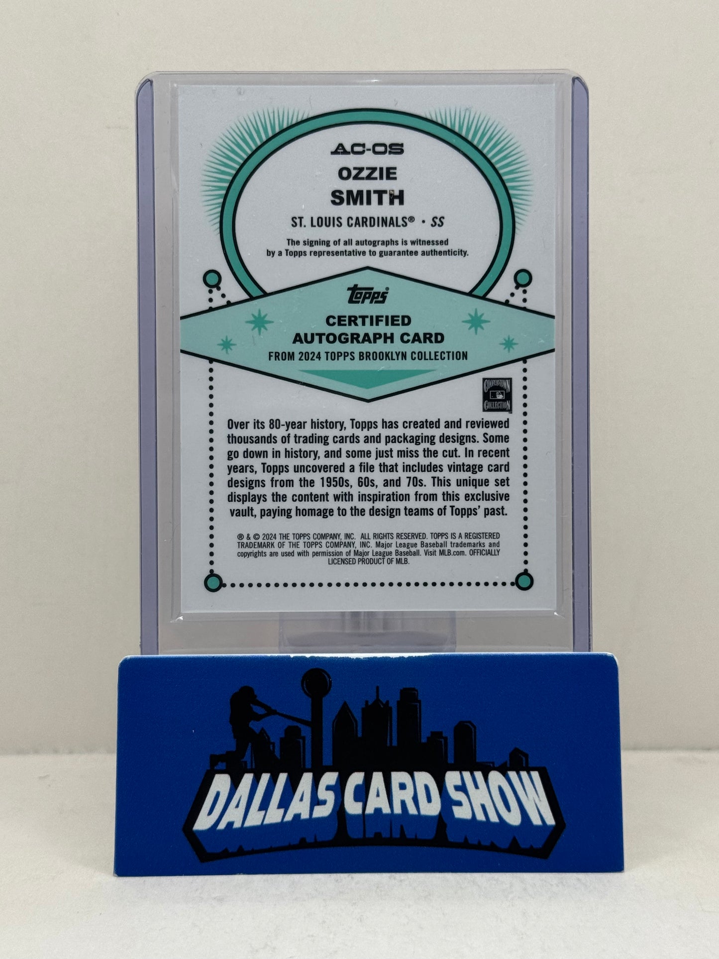 2024 Topps Brooklyn Collection #AC-OS Ozzie Smith Purple Autograph /15