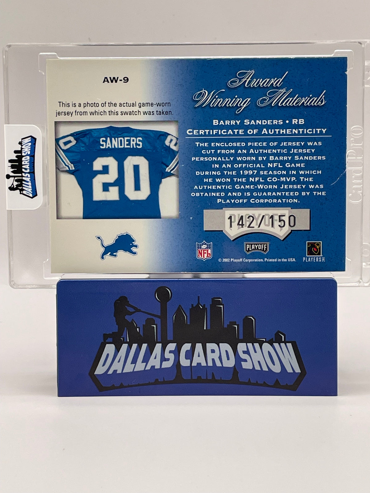 2022 Playoff Honors #AW-9 Barry Sanders Award Winning Materials /150