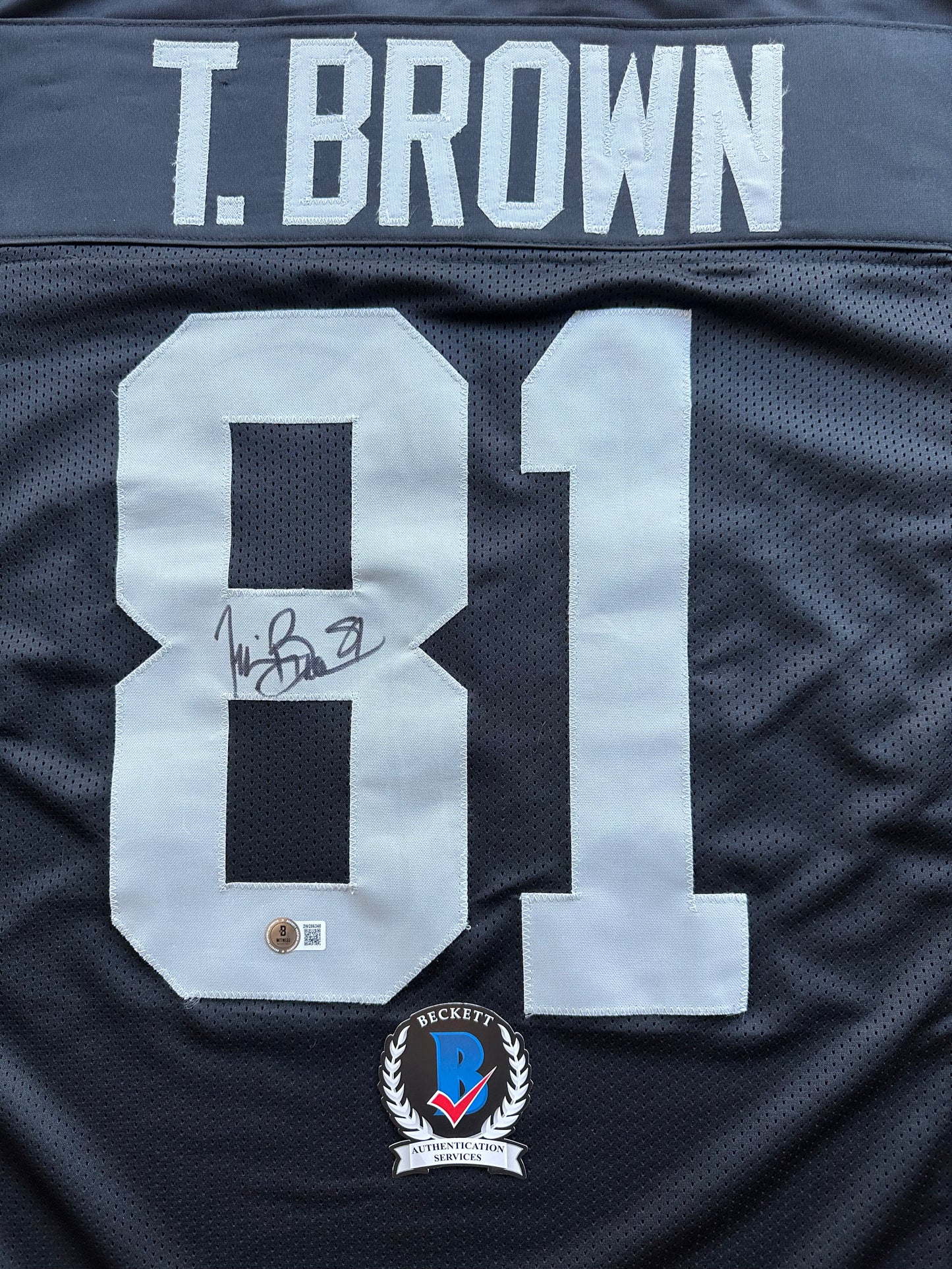 TIM BROWN LA OAKLAND RAIDERS SIGNED JERSEY XL Notre Dame Fighting Irish BAS