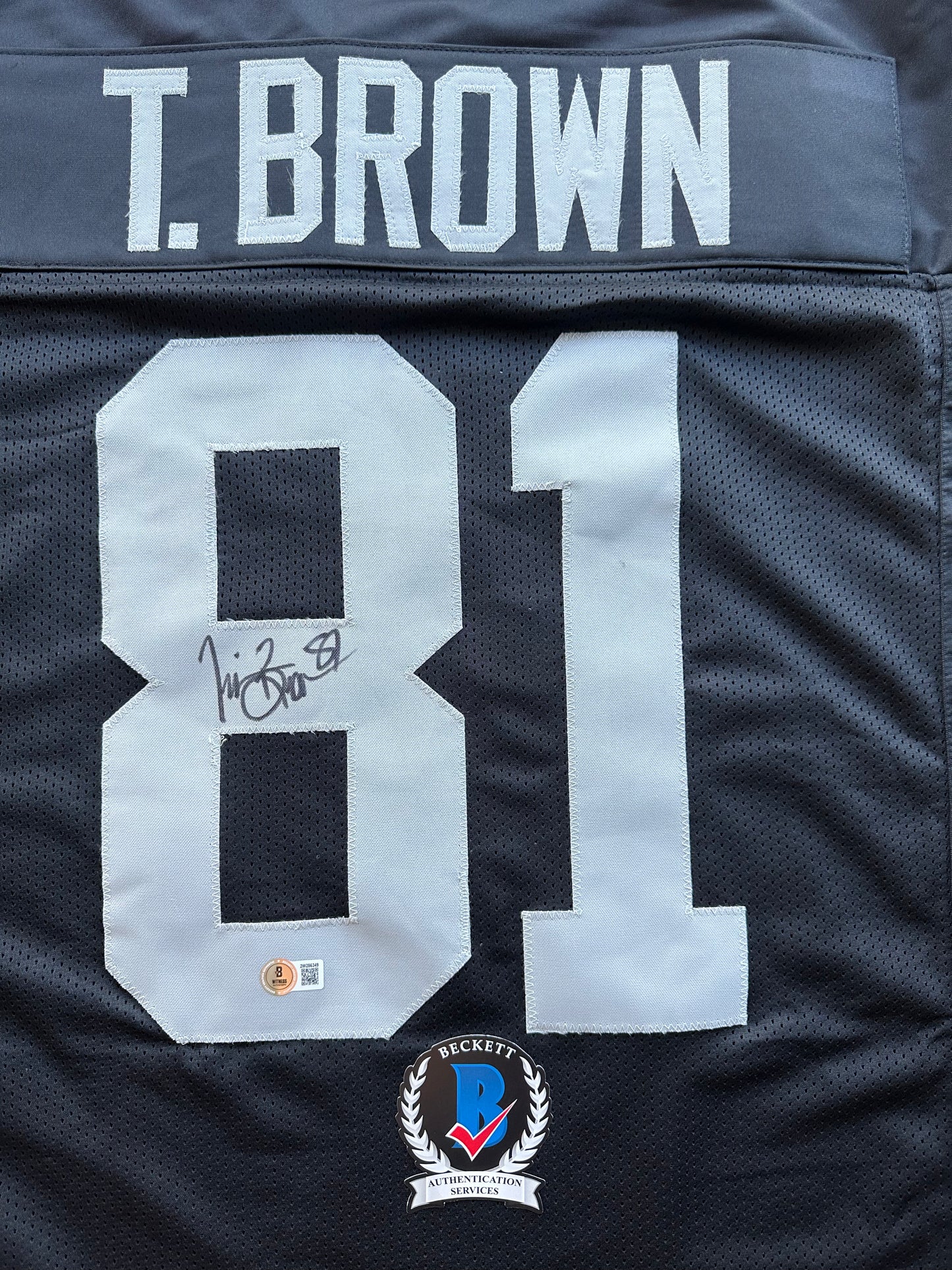 TIM BROWN LA OAKLAND RAIDERS SIGNED JERSEY XL Notre Dame Fighting Irish BAS